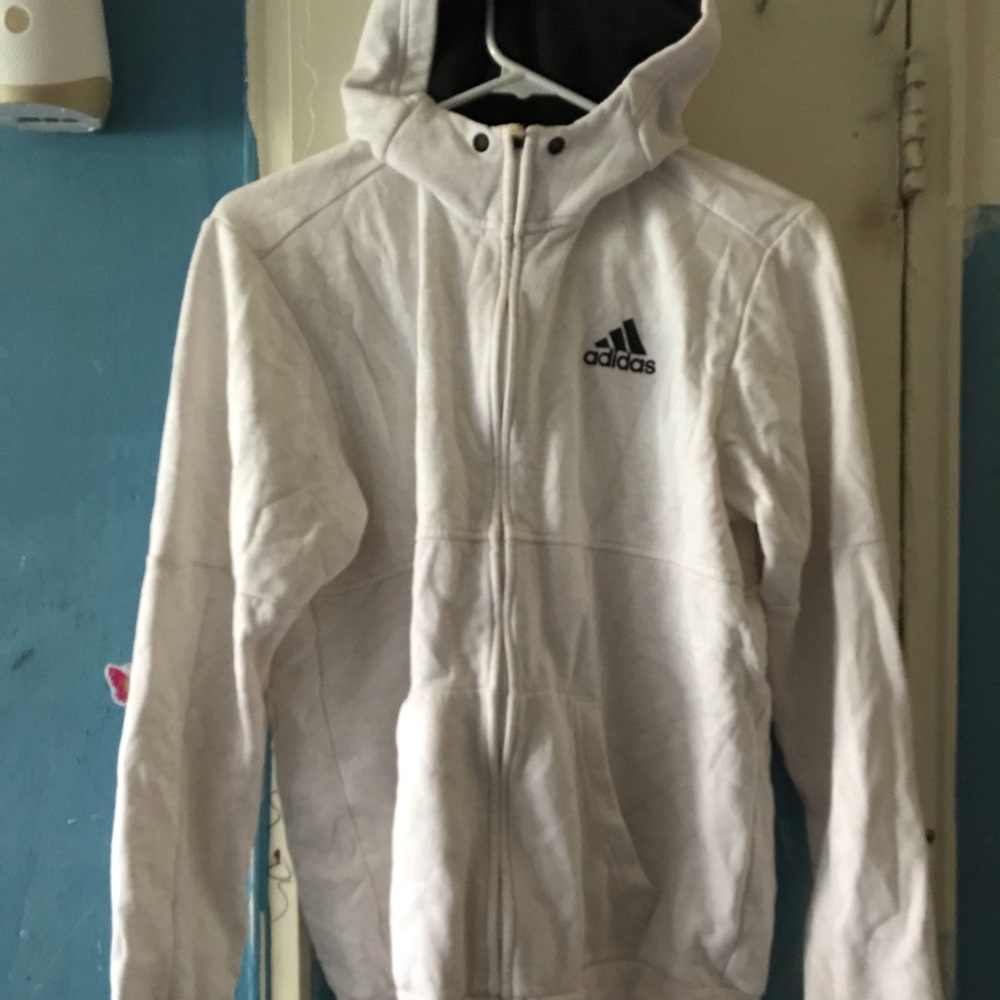 adidas white hoodie with zipper#11